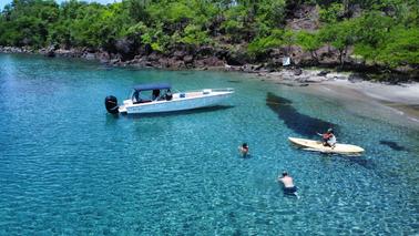 Private Boat to Soufriere to visit Waterfall and Volcanic Mud Bath 31’ Boat