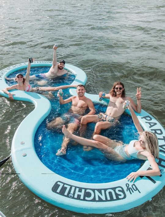 Lake Austin - Double Decker Pontoon Boat with two water slides