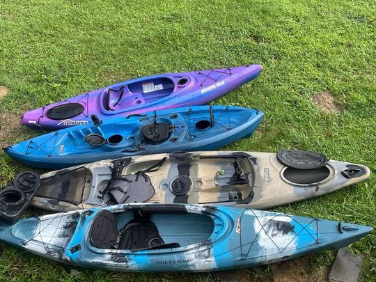 4 kayaks à louer : Field & stream, Sundolphin et Lifetime