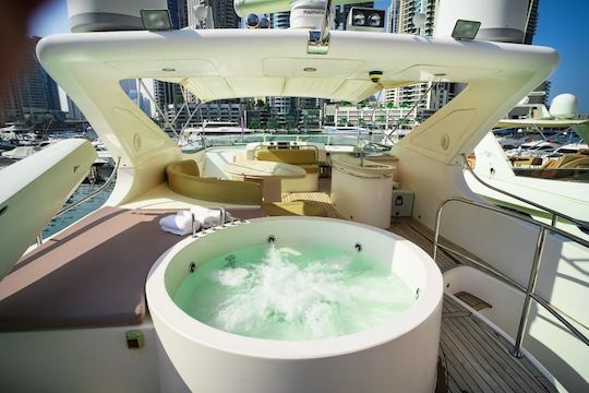 Experience Dubai on our Majesty 88ft Jacuzzi Yacht!