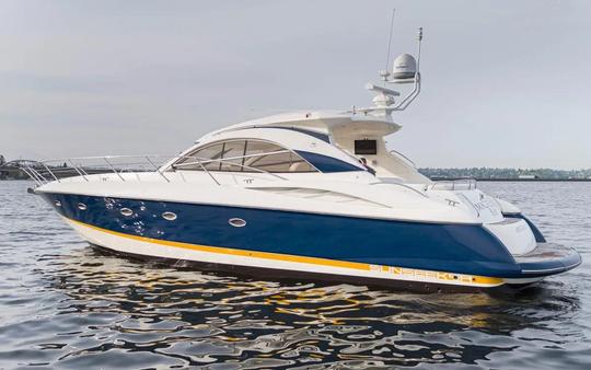 Yate Sunseeker de 55 pies: lujosa escapada a Cabo, wifi disponible y aperitivos