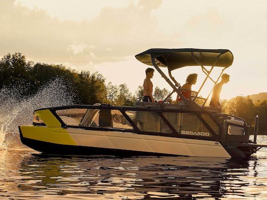 2023 21' 230HP Sea-Doo Switch Pontoon Boat Rental in Fox Lake, IL, Up To 40 MPH