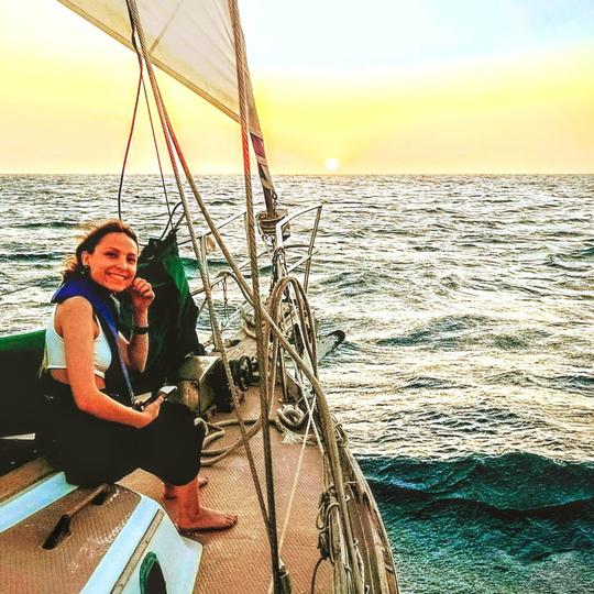 Sunset on a 38ft Sailboat at Santa Marta Bay