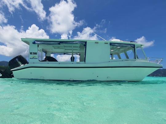 Excursão privada de Mahe a Praslin - La Digue a bordo do barco de vidro Souris de 30 pés