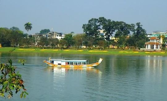 Dragon boat trip on Perfume river in Hue city