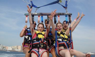 Parasailing in Sant Antoni de Portmany, Spain