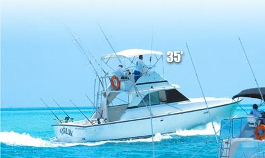 Barco de pesca Bertram de 35 pés em Cancún