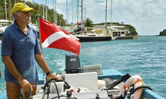 Bateau de plongée sous-marine et avec tuba à Antigua