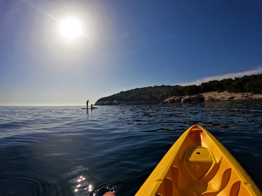 Parc naturel de Kamenjak : excursion en kayak avec plongée en apnée et exploration de grottes 