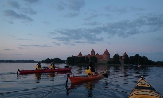 Trakai Castle at sunset.