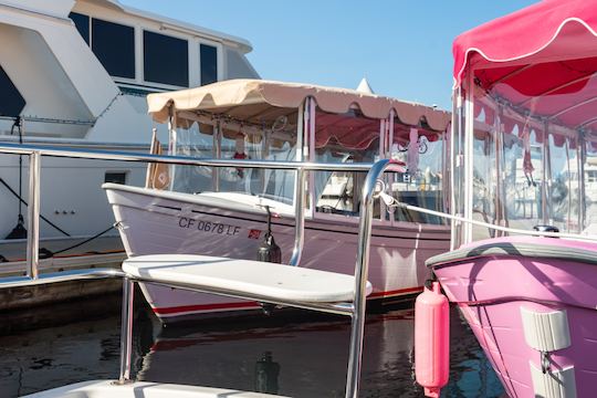 12 People White Duffy Electric Boat in Huntington Beach