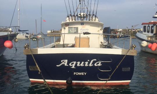 Cartas de pesca de barco “Aquila” Head de 33 pés em Mevagissey, Reino Unido