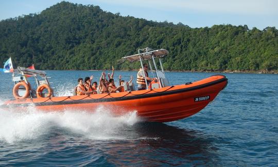 The RIB - 28' Long multi purpose RIB for scuba diving around Sabah and Kota Kinabalu.