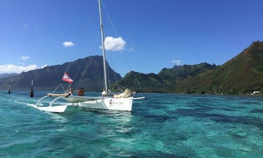 Captained Boat Tour Aboard the  29ft "Va'a Tai'e" Traditional Pirogue Sailboat