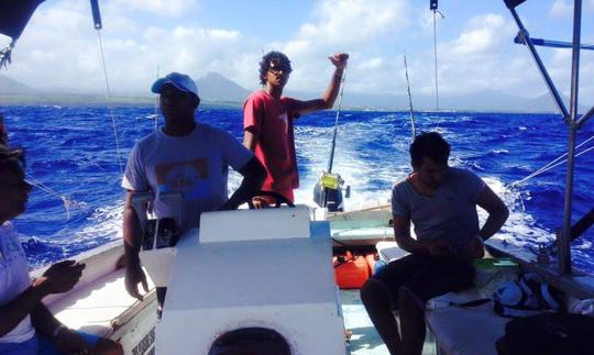 Pescando no distrito de Savanne, Maurício, no console central