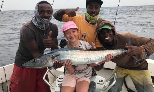 Desfrute da pesca em Watamu, Quênia, em um console central para até 4 pescadores