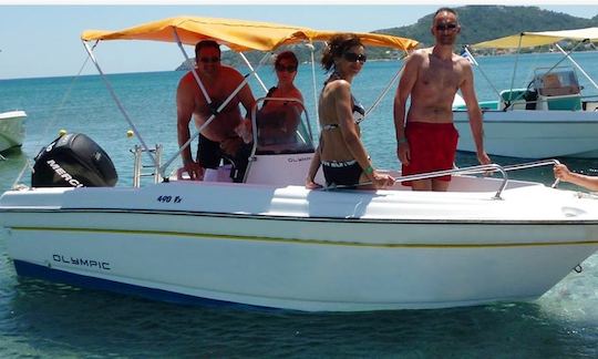 16' Olympic 490 SX Deck Boat Rental in Rodos, Greece