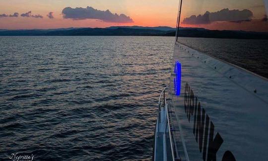 Private Breathtaking Sunset on Board with Eirinikos Glassbottom in Halkidiki Greece