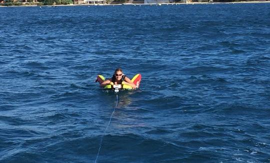 Tubing behind the boat