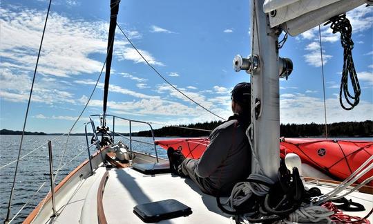 Disfrute de la naturaleza salvaje de la selva tropical de la Gran Osa desde nuestro espacioso velero Pilothouse Classic Cooper «Seawolf» de 39 pies