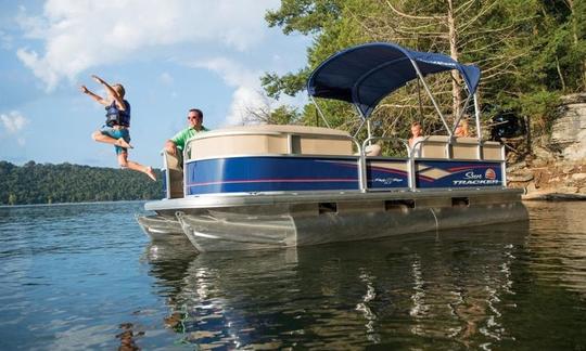 Aluguel de barco Blue Pontoon para Lake Athens TX ou Cedar Creek Reservoir TX