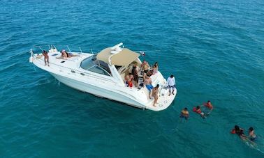 Excursions en yacht privé de luxe de Cancún à Isla Mujeres 15 personnes avec plongée en apnée et pêche