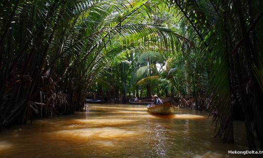 Rowing boat into small waterways