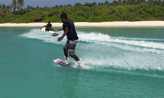 Wakeboarding in the beautiful beach of Kelaa, Maldives!