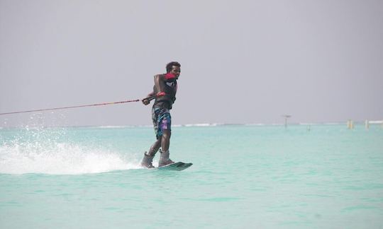 Wakeboarding in the beautiful beach of Kelaa, Maldives!