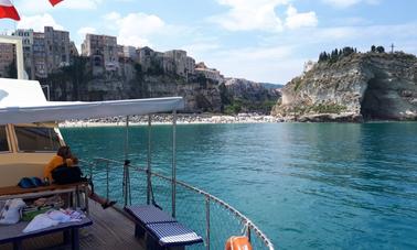 Private Boat Party on a Blue Ocean Motorboat for 62 Guests in Tropea, Italy