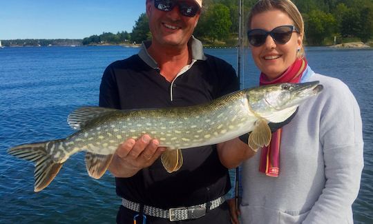 Aventura de pesca no arquipélago de Estocolmo com o console Sea Pro 24 Bay Center