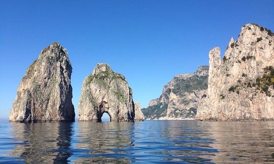 Private Boat Tour to the Island of Capri onboard Italian Lancia Motor Boat