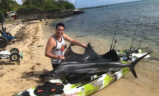 Aventura de pesca en kayak en la isla Mauricio