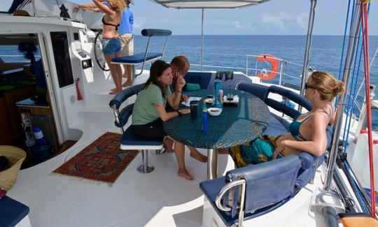 Large and comfortable cockpit on Luxury 60' Sailing Charter Catamaran