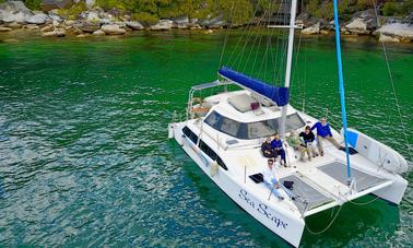 Carta do porto de Sydney em um lindo catamarã à vela