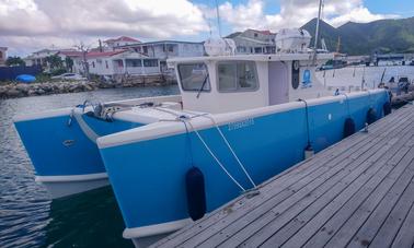 Pesca em alto mar (meio dia) em St Maarten a bordo do Power Cat de 38 pés