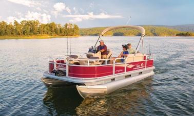 Red Pontoon Boat for Rent on Lake Athens or Cedar Creek Reservoir, TX