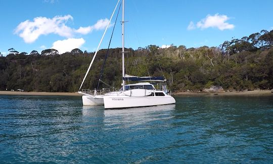 Navegar por el puerto de Sídney a bordo del catamarán Seawind