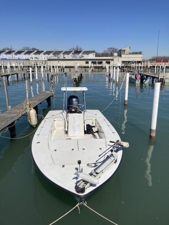 Egret de 19 pés, o barco Florida Flats em Detroit 