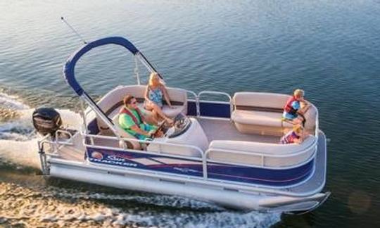 Aluguel de barco Blue Pontoon para Lake Athens TX ou Cedar Creek Reservoir TX