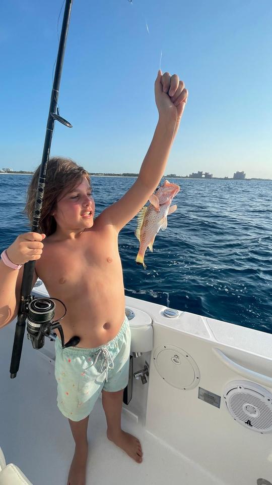 Viaje de pesca en alta mar con aparejos ligeros en la consola central Everglades de 32 pies