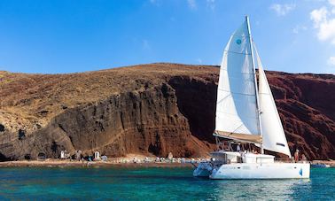 Private Daily Lagoon Catamaran Cruises around Santorini with Captain Leo!