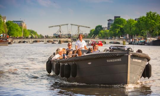 20-28 pessoas: 'Sunshine Canal Boat' em Amsterdã, Holanda (100% elétrico)