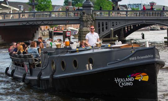 30-40 persons: 'HMS Friendship Canal Boat' in Amsterdam, Netherlands (100% electric)