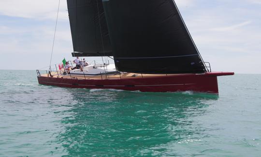 Red Carpet Vismara V71 crewed race-cruising yacht for charter in the Med