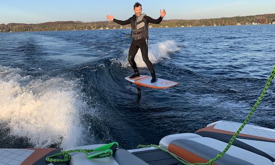 Wake Surfing Torch Lake!  Wakeboard, Surf, Foil, Tube, Hang up to 10 people