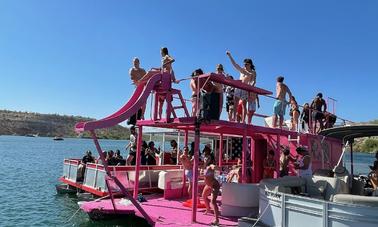 Location d'une péniche de fête Pink Taco de 40 pieds avec capitaine ! Planifiez votre prochain événement ou fête !