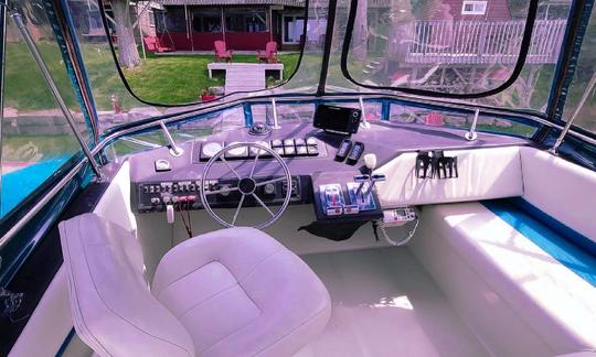 It's a fly bridge yacht which means we
have separate space for driving to give you complete privacy.