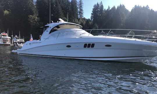 50’loa Sea Ray Sundancer express cruiser sun and fun island.