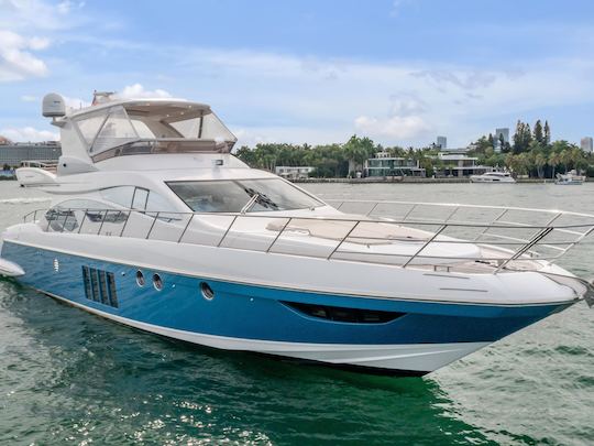 Enjoy Miami in our 64ft Azimut Flybridge Power Mega Yacht